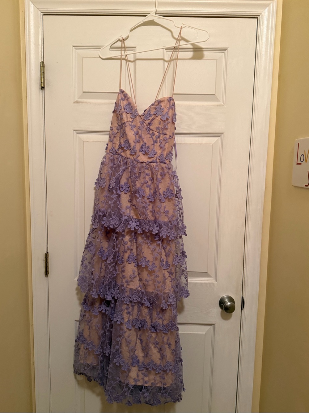 Endless Rose Lilac Floral Lace Tiered Gown with Nude Lining
